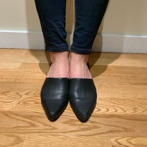 Intentionally Blank Black Leather Slides/sandals